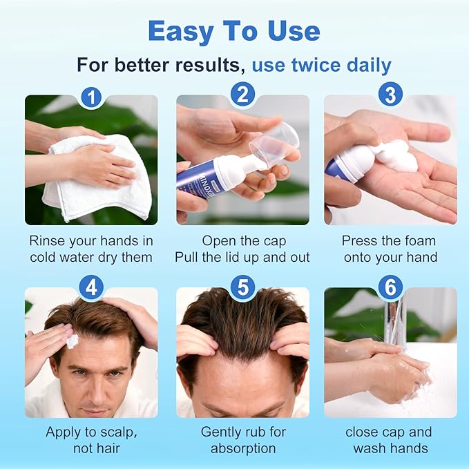 6 Packs 80ml 5% Minoxidil Foam for Men & Women - 6 x 2.71oz 8-Month Supply, with Biotin & Castor Oil, Hair Growth Treatment for Thicker, Fuller Hair & Beard Regrowth