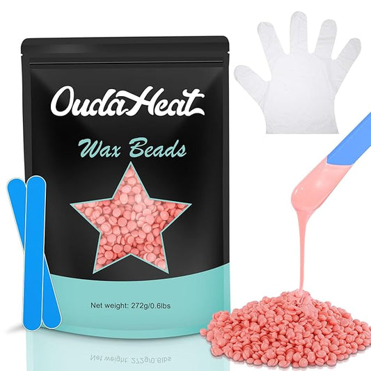 Wax Beads, Wax Beans for Hair Removal Sensitive Skin, Brazilian Coarse Waxing for Bikini, Face, Eyebrow, Back, Chest, Legs, Armpit, Waxing Beads for Women Men (Rose, 9.6 Ounce (Pack of 1))