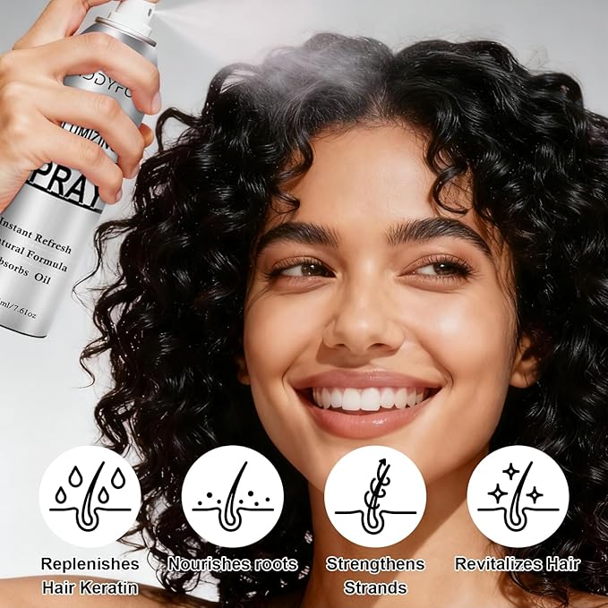 7.61Oz Hair Dry Shampoo Spray, Instantly Refreshes Hair No White Residue, Refresh Hair with Rice Starch - Absorbs Excess Oil, Oil Control and Volumizing Dry Shampoo for Women