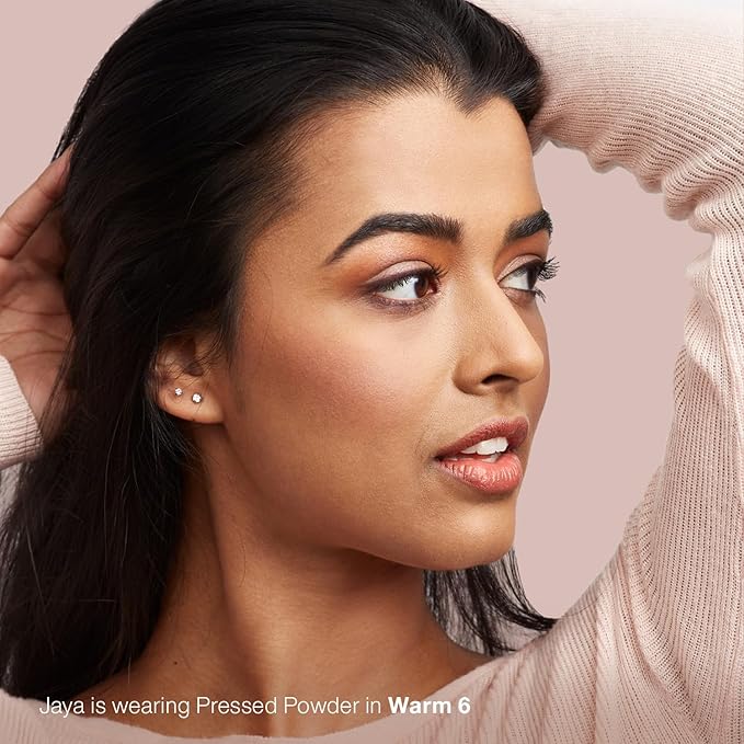 Mineral Fusion Pressed Powder Foundation, Warm 7 - Dark Tan Skin w/Orange Undertones, Age Defying Foundation Makeup with Matte Finish, Talc Free Face Powder, Hypoallergenic, Cruelty-Free, 0.32 Oz