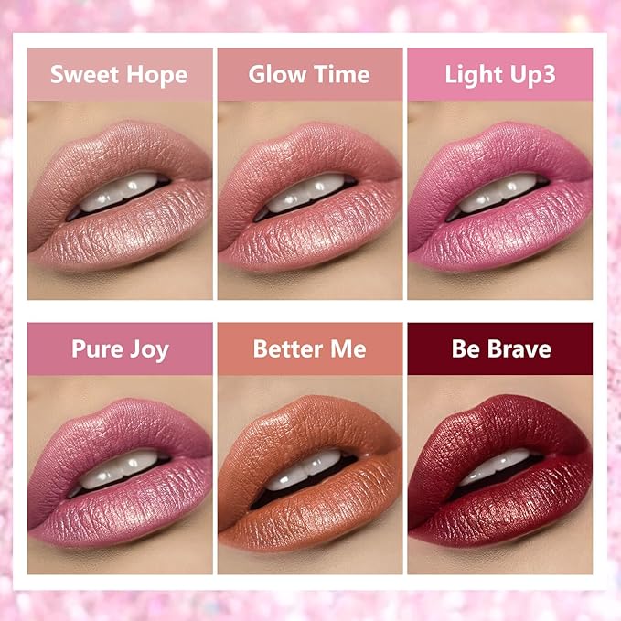 Metallic Liquid Lipstick Mauve Pink Purple – High Pigment Long-Lasting Waterproof Lip Gloss with Metallic Finish, Smudge-Proof, Non-Sticky, Comfortable Lip Makeup for Party & Daily Wear (Pure Joy)