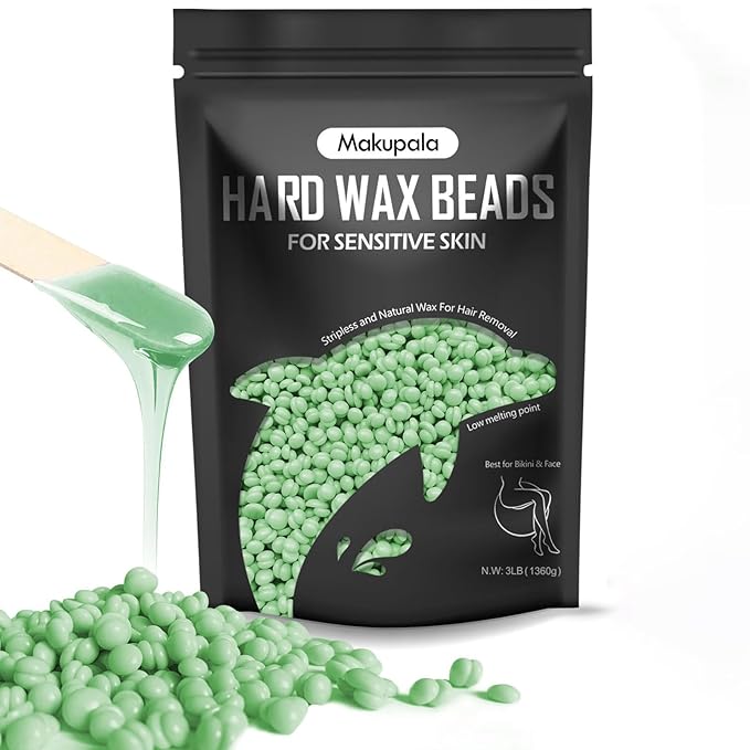 Hard Wax Beads Bulk, 3lb Unscented Stripless Spa Wax Beans for Brazilian Waxing, Bikini, Body, Back, Chest, Leg, Armpit, Face, Wax Beads for Sensitive Skin Coarse Hair Removal from Root
