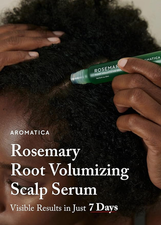 AROMATICA Rosemary Root Volumizing Scalp Serum, Hair Growth Serum Roll on, Caffeine 10,000ppm & Rosemary Essential oils 1,400 ppm, Cooling Scalp Korean hair care, Silicon/Paraben/Sulfate‑Free (0.67oz)