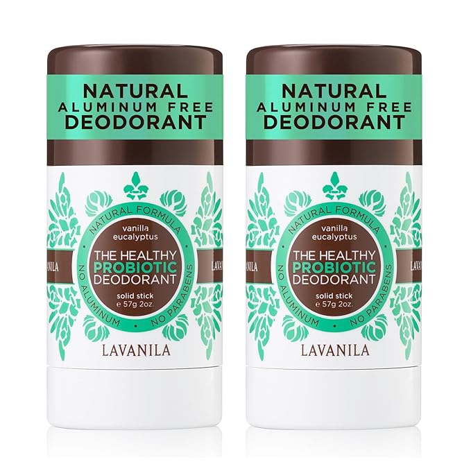 Lavanila Vanilla Eucalyptus Aluminum Free Deodorant 2-Pack (2 Oz Each) - Solid Stick Deodorant for Men and Women, Natural Vegan Formula, Made In USA