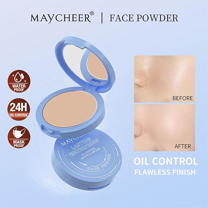Maycheer Face Powder, Maycheer Setting Powder, Lasting Waterproof Oil Absorbing Pressed Powders Compact for Face (01# CALASSIC IVRY)