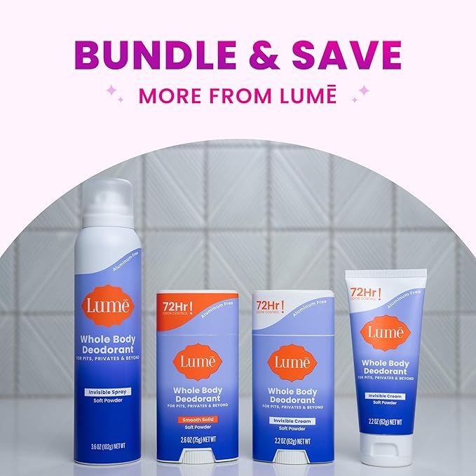 Lume Invisible Spray Deodorant For Women - Whole Body Deodorant Spray - 72 Hr Odor Control - Ozone Friendly, Natural Propellant - Aluminum & Baking Soda Free, Skin Loving - 3.6 ounce (Soft Powder)
