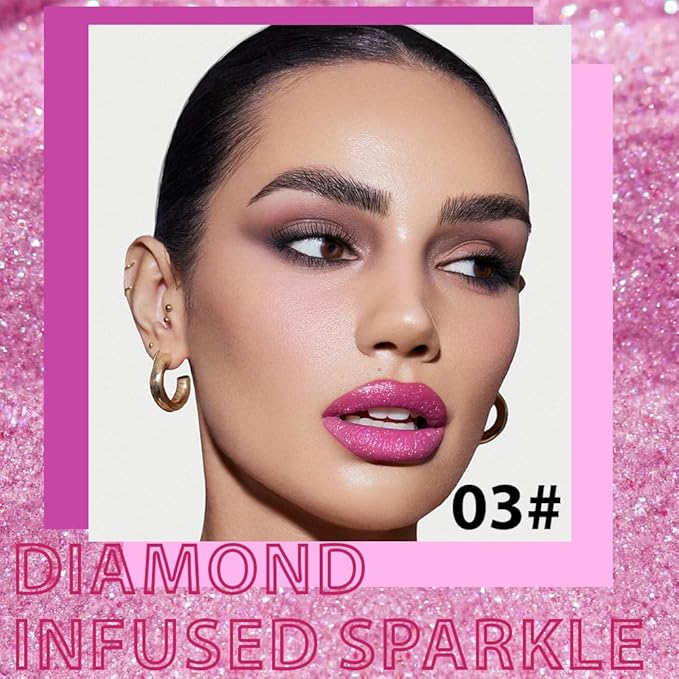 Lavender Purple Metallic Lipstick for Women,Lightweight Comfortable Non-Drying Shimmer Frosted Lipstick,Glitter Lip Gloss Stain Long Lasting Waterproof Smudge Proof 24 Hour Full Coverage Lip Makeup