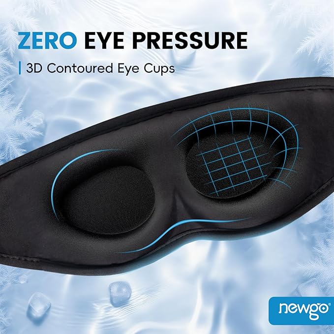 NEWGO Cooling Gel Eye Mask 3D Soft Cold Eye Mask, Eye Ice Pack with Zero Eye Pressure Hot Cold Therapy Blackout Sleep Mask for Puffiness, Dark Circles, Dry Eyes, Headaches and Stress Relief
