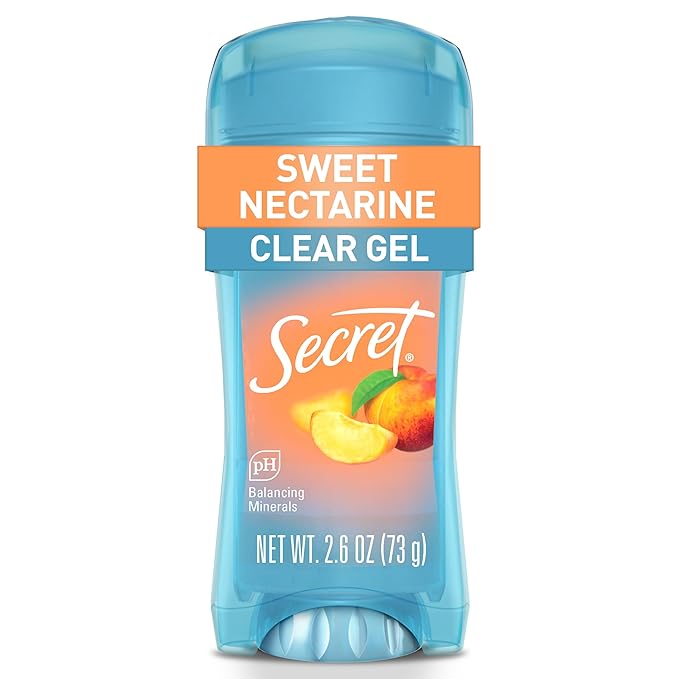 Secret Fresh Antiperspirant Deodorant for Women, 72hr Breathable Sweat & Odor Protection, Instant Freshness & Gentle, PH Balancing Minerals, Clear Gel, Sweet Nectarine Scent, 2.6 oz