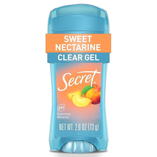 Secret Fresh Antiperspirant Deodorant for Women, 72hr Breathable Sweat & Odor Protection, Instant Freshness & Gentle, PH Balancing Minerals, Clear Gel, Sweet Nectarine Scent, 2.6 oz