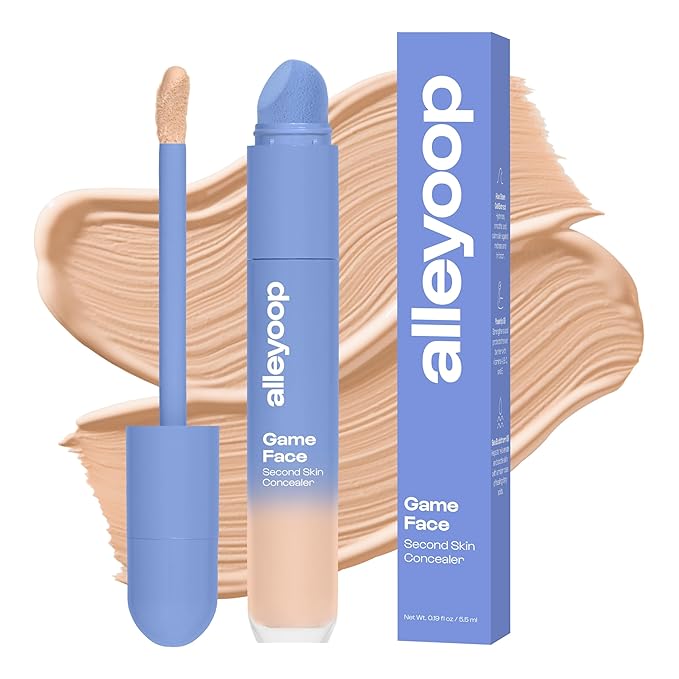 Alleyoop Game Face Makeup Concealer - Lightweight, Buildable Under Eye Concealer for Dark Circles, Hydrating Cream Formula for Women with Aloe Stem Cell - Smooth, Crease-Proof Makeup, All Star