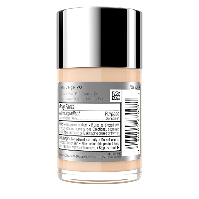 Neutrogena Healthy Skin Liquid Foundation Makeup with Broad Spectrum SPF 20 Sunscreen, Lightweight, Medium Coverage Makeup with Sunscreen and Pro-Vitamin B5, Fresh Beige 70, 1 fl. oz