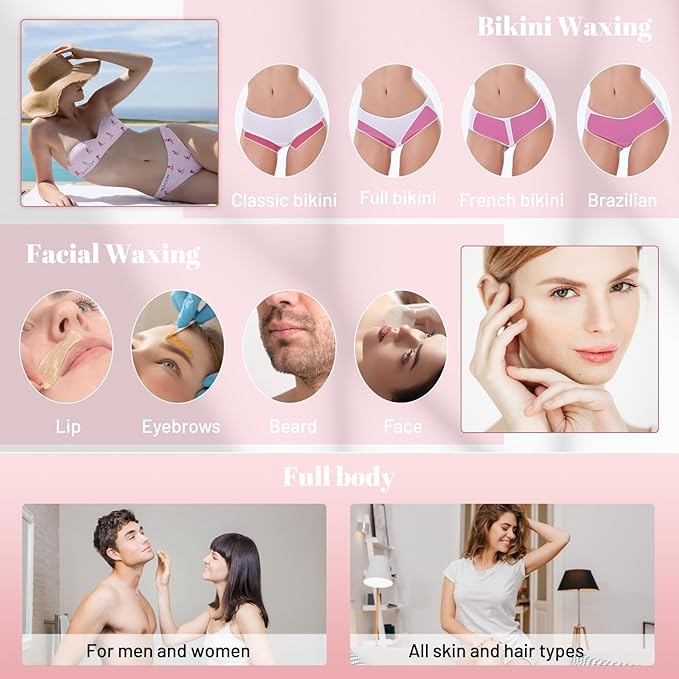 2.5lb Wax Beads, Hard Wax Beads with Coarse Hair Formula -Wax Beads for Hair Removal Sensitive Skin Women, Idea for Full Body, Legs, Face,Bikini and Brazilian (Rose)