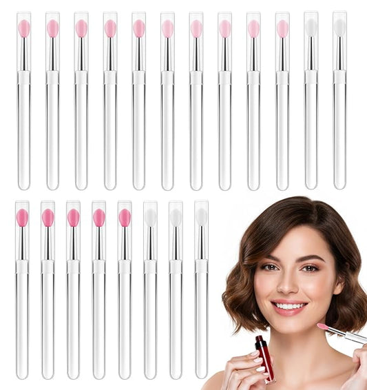 20Pcs Lip Brush for Lipstick, Silicone Lip Mask Spatula Brush with Cap Lip-Gloss Applicators Wands for Makeup, Perfect for Lipstick & Lipbalm, Multi-purpose Tool & Easy to Use