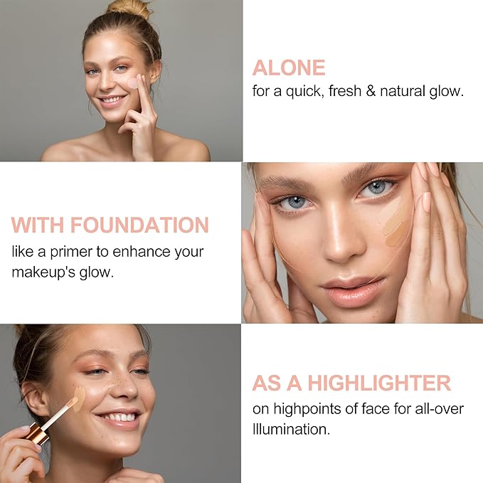 Natural Glow Liquid Filter, Face Complexion Booster For an All Day Radiant Glow Soft-Focus Look, Liquid Highlighter Primer, Glow Lotion, Vegan & Cruelty-Free (Light/Medium)