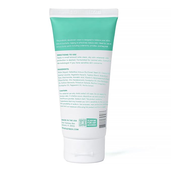Her Fantasy Box | Everywhere Deodorant | with Probiotics - Mint Scent | Aluminum-Free, Naturally Absorbs Moisture | Fights Odor & Bacteria | Skin-Improving Formula