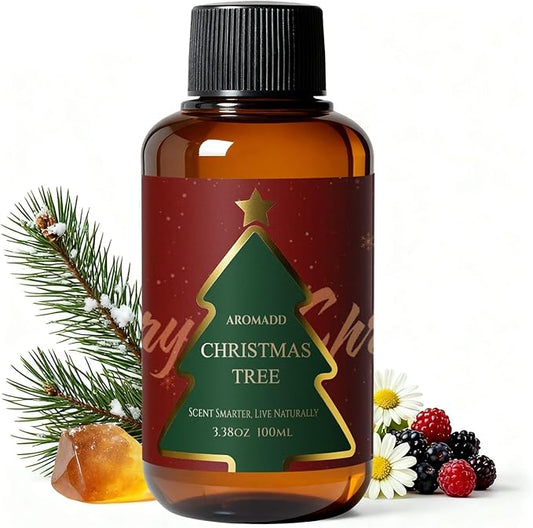 Aromadd Christmas Tree Diffuser Oil Inspired by Luxury Hotel Scent, Essential Oils for Waterless Diffuser, Festive Pine & Cedarwood Amber, Long-Lasting Home Fragrance - 3.38 fl oz (100 mL)