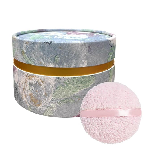 Powder Puff, Large 6'' Body Powder Puff for Dusting Powder, Women Powder Puff with Storage Container for Bath, Body Powder Applicator and Oversize Powder Puffs (Ocean Blue)