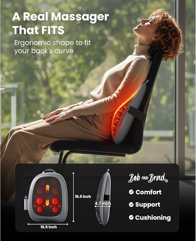 BOB AND BRAD Back Massager for Pain Relief Deep Tissue, FSA EZBack Pro Corded 4D Kneading Shiatsu Back Massager with Heat, HSA Eligible Up and Down Rolling Massage at Office Home, Gift for Man