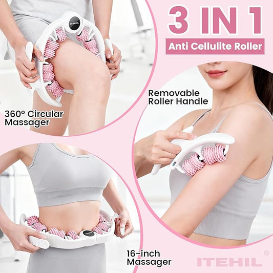 ITEHIL Lymphatic Drainage Massager, Anti Cellulite Massage Roller, Cellulite Remover Fascia Massage Tool for Arms, Legs, Stomach & Buttocks
