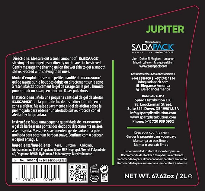 E Elegance Barber Accessories - Transparent Shaving Gel For Men Or Women, Minty/Cool Jupiter Fragrance - The Ultimate Shaving Solution For A Smooth, Irritation-Free Experience, 4.2 Pounds