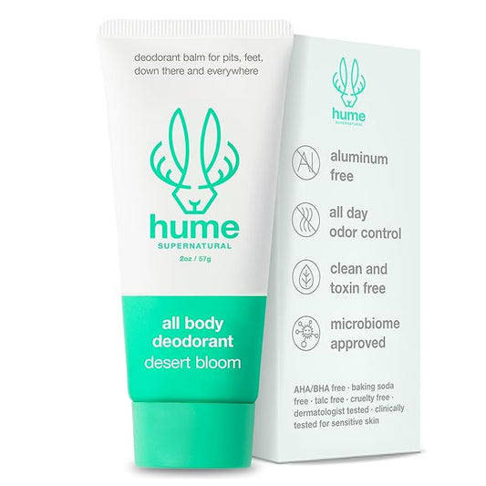 Hume Supernatural Invisible Whole Body Deodorant Balm - Full Body Protection - Aluminum Free, No Baking Soda - Anti-Chafing Odor Control - Clinically Tested on Sensitive Skin (Desert Bloom, 1-Pack)