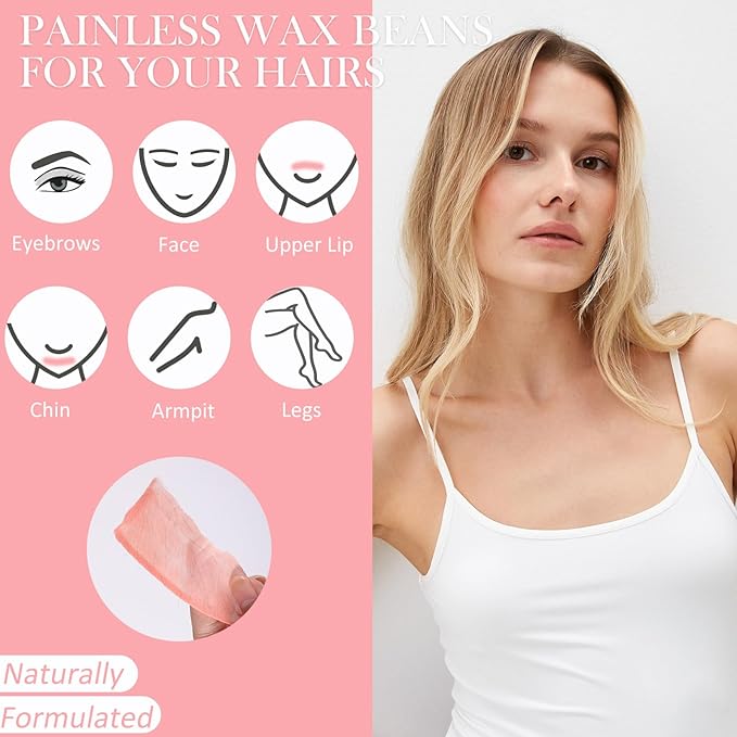 Wax Beads Bulk - 3.3lb Wax Beans Supplies for Esthetician - Professinal Painless Waxing for Face, Upper Lip, Bikini, Leg, Women Natural Melting Kit - Hypoallergenic Hard Wax Beads Bulk