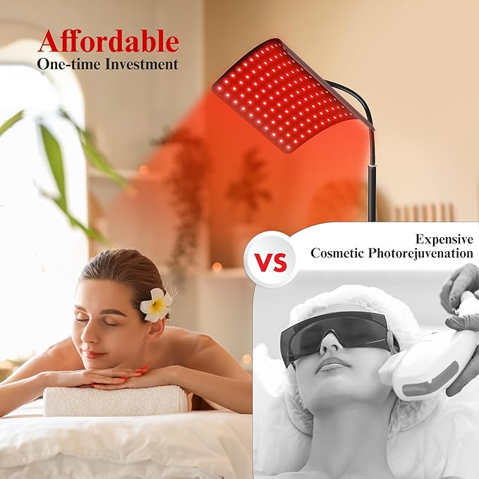 Red Light Therapy for Face and Body, Red Infrared Light Therapy Lamp with Stand Led 660nm Red Light and 850nm Infrared Light Device for Face and Body