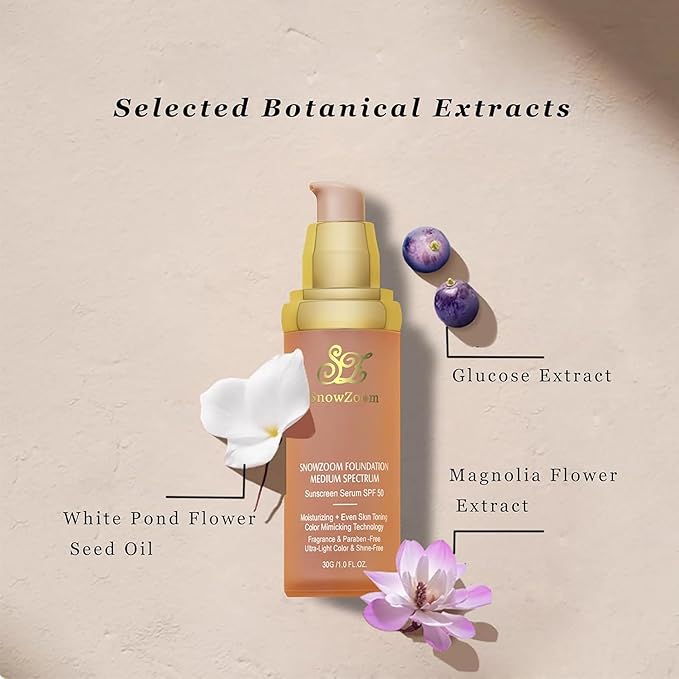 Medium/Light Spectrum-Color Changing Foundation 4 in 1 -with SPF 50+,Hydrating Longwearing & Waterproof，Makeup Care (light spectrum - for people with fa, 1.2oz)