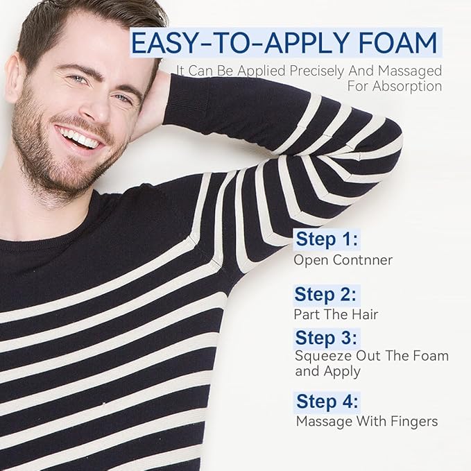 5% Minoxidil Foam for Men, 5% Biotin and 5% Minoxidil Use for Hair Growth, Slows Hair Loss and Promotes Hair Regrowth, 1 Month Supply