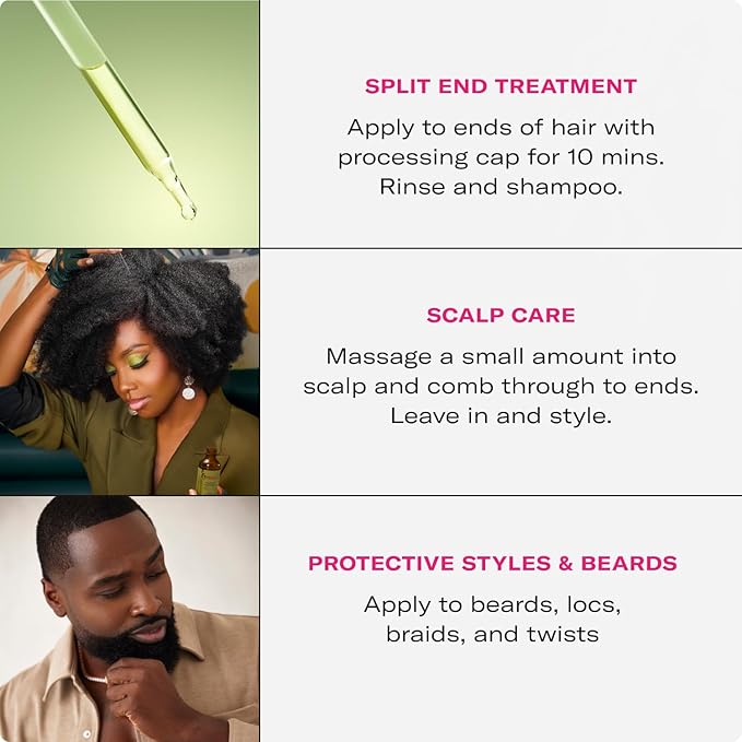 Mielle Organics Rosemary & Mint Light Hair Oil, Split Ends & Dry Scalp Treatment - Infused with Biotin & Essential Oils for Strengthening, Soothing, Moisturizing & Encouraging Longer Hair (2 Oz)