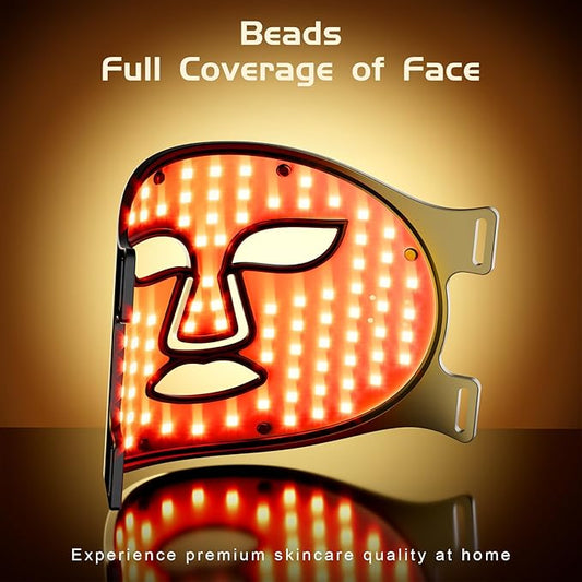 BNU Wireless Led Face Mask Light Therapy, 3 Modes Red Light Therapy for Face with 400 LED Beads, Dual 1000mAh Remote Control, 850NM Infrared Red Light Therapy for Anti-Aging at Home & Travel