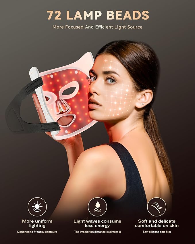 FOLOKE LED Light Therapy Mask Skin Care Mask, LED Red Light Therapy 630nm & 830nm Wavelength for Home Use, Body Beauty Machine for Care at Home (White)