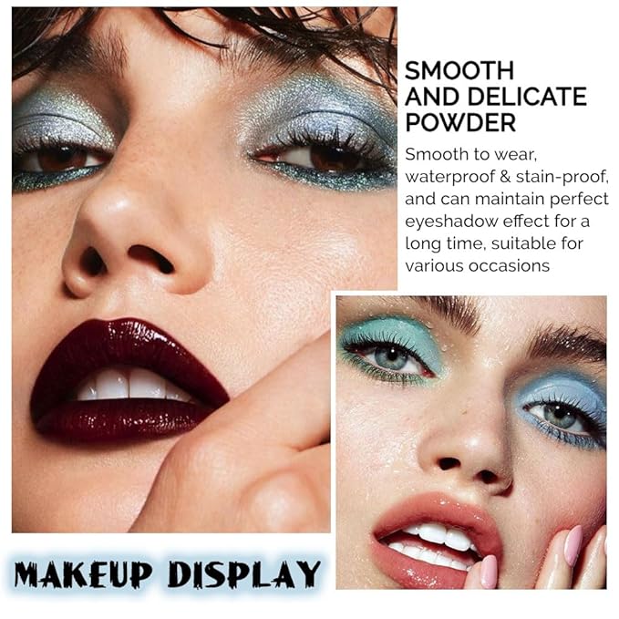 Sapphire Blue Smoky Eye Shadow Palette,Navy Royal Blue Green Goth Natural Eyeshadow Palette,Waterproof,Long Lasting Naturing-Looking