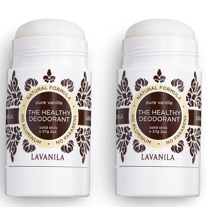 Lavanila Pure Vanilla Deodorant for Women 2-Pack (2 Oz Each) - Natural Aluminum Free Solid Stick Deodorant, Made In USA, Vegan