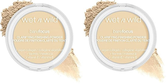 wet n wild Bare Focus Clarifying Finishing Powder | Matte | Pressed Setting Powder Fair-Light (Pack of 2)