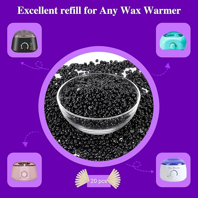 Wax Beads, 3.3pounds Hard Wax Beads Bulk for Hair Removal, Face Brazilian for Bikini, Leg, Underarm, Wax Beans At Home Waxing Kit (Black Currant)