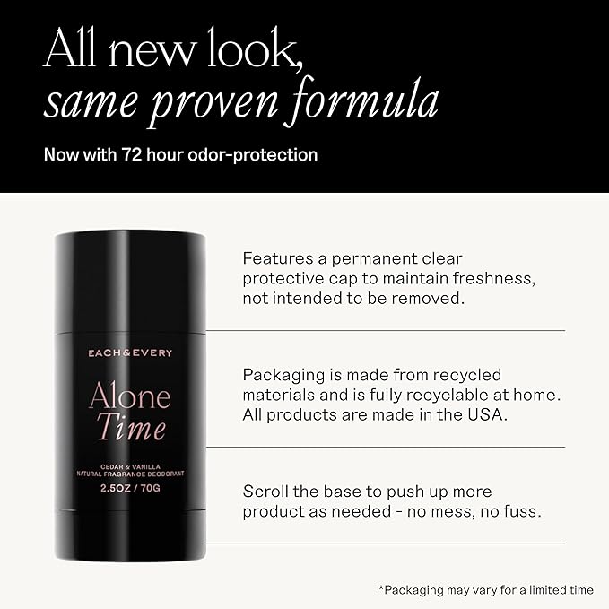 Each & Every Aluminum Free Deodorant for Men & Women - All Natural Deodorant for Sensitive Skin, EWG Verified - Clean, Baking Soda Free, Plant-Based Fragrance, Cedar & Vanilla (3 Pack, 2.5oz)