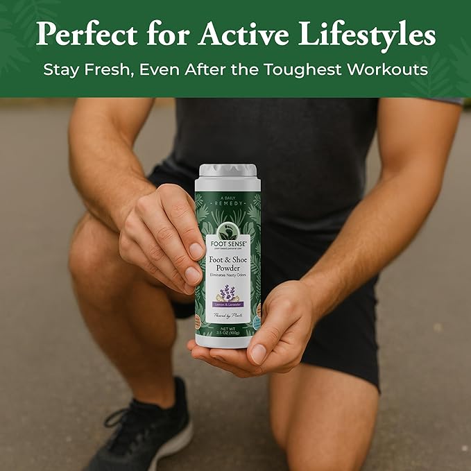 FOOT SENSE All Natural Foot & Shoe Powder, Foot Deodorant, Talc-Free, Odor Eliminator, Disinfects & Deodorizes, Long-Lasting up to 6 Months Safe for Men, Women, Kids, Athletes, 100g (2 Pack)