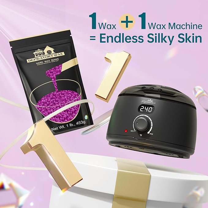 Lifestance Violet Waxing Beads, 1LB Coarse Hair Removal Wax Beans for Face, Eyebrow, Brazilian Bikini, Sensitive Skin at Home for Women and Men