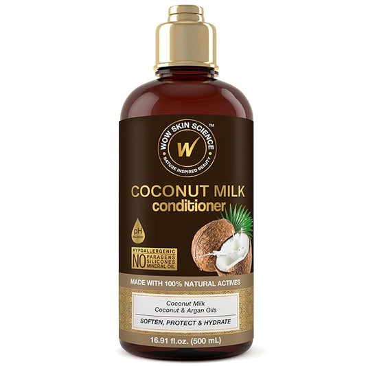 WOW Skin Science Coconut Milk Hair Conditioner for Dry Hair - Deep Conditioner for Dry Damaged Hair Sulfate Free Conditioner - Curly Hair Conditioner - Conditioner for Men & Women