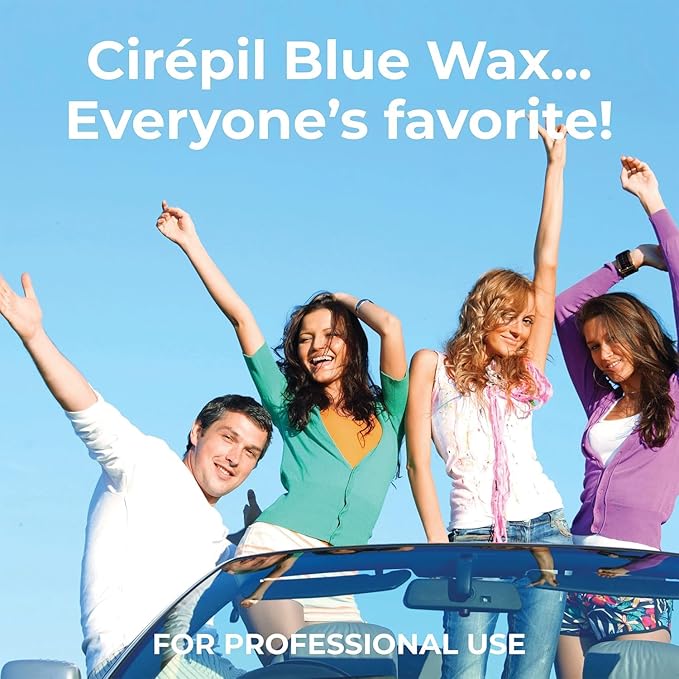 Cirepil - Blue - 400g / 14.11 oz Hard Wax Tin - Face & Body Wax, Unscented & No Strip Needed - Perfect for Sensitive Skin & Brazilian Waxing - Fluid Gel Texture, Easy Hair-Removal