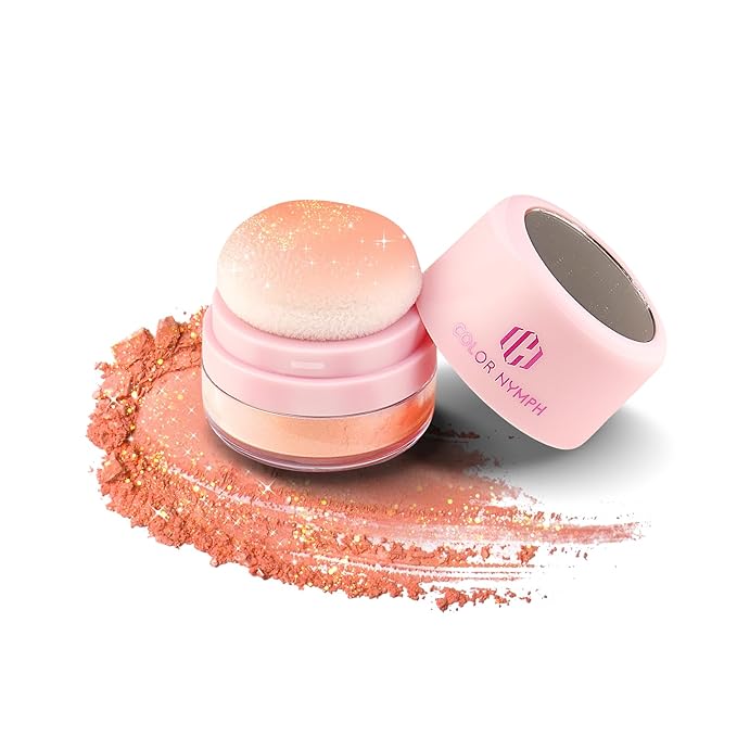 Color Nymph Cushion Blusher, Micro-Shimmer Face Blush For Brown/Tan/Dark Brown/Deep Skin Cheek Blusher Mushroom Air Cushion Blush Highly Pigmented 06# Orange Pink
