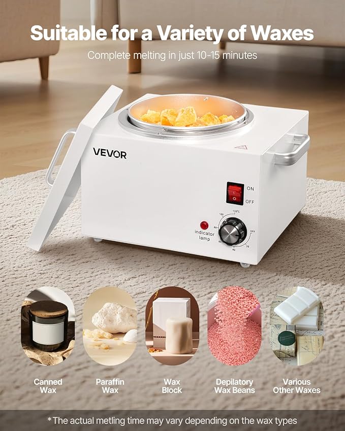 VEVOR Single Wax Warmer, 3000ML 300W Professional Wax Warmer for Hair Removal, 32 ℉ to 248 ℉ Adjustable Electric Waxing Heater Pot with 100PCS Sticks & 50PCS Papers for Home Use, Beauty Salon, Spa