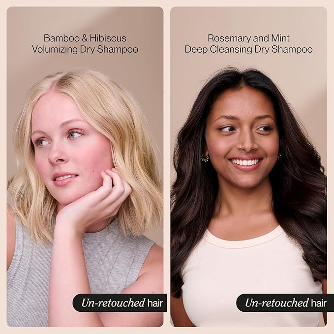 Suave Dry Shampoo Spray Variety 2-Pack – Invigorating Rosemary & Mint + Volumizing Bamboo & Hibiscus, 4.3 Oz Ea