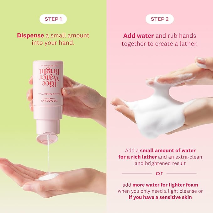 The Face Shop Rice Water Bright Enzyme Powder Wash, Gentle Exfoliating Cleanser with AHAs, Radiant skin, Rice Polish for Face, Korean Skin Care 55g / 1.94 oz