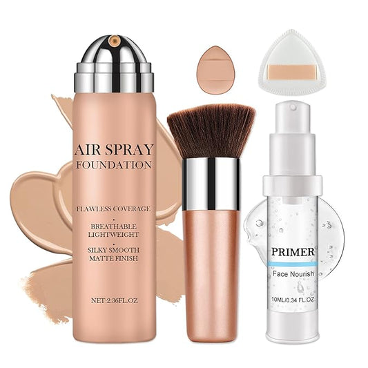 CAHIUYOA Magic Minerals Airbrush Foundation Spray Makeup Silky Full Coverage Airbrush Flawless Foundation for Mature Skin,Natural Matte Finish Moisturizing Makeup Primer - 02 Beige