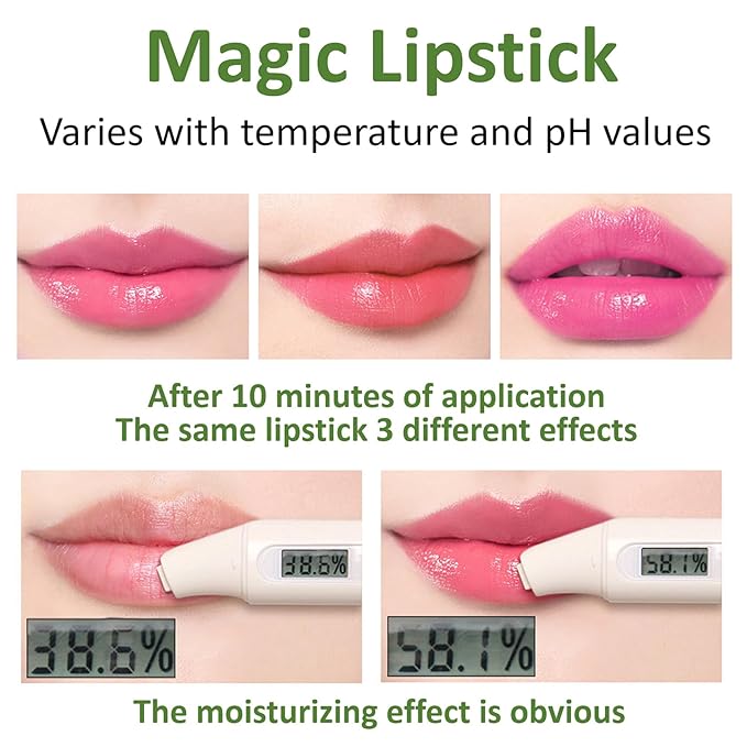 2PCS Crystal Color Changing Lipstick,Nutritious Moisturizing Lip Balm,Magic Temperature Color Change Lip Gloss Lip Stick