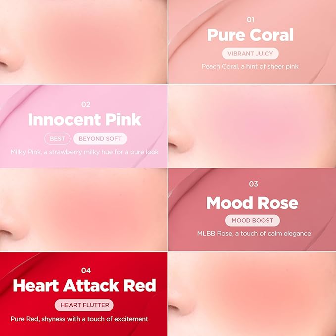 lilybyred Luv Beam Cheek Balm | Heart-Shaped Korean Cream Blush, Semi-Matte Finish, Long-Lasting, Blendable & Buildable, Soft Creamy Texture, Lightweight, Natural Flush, 0.12 oz. (03 Mood Rose)