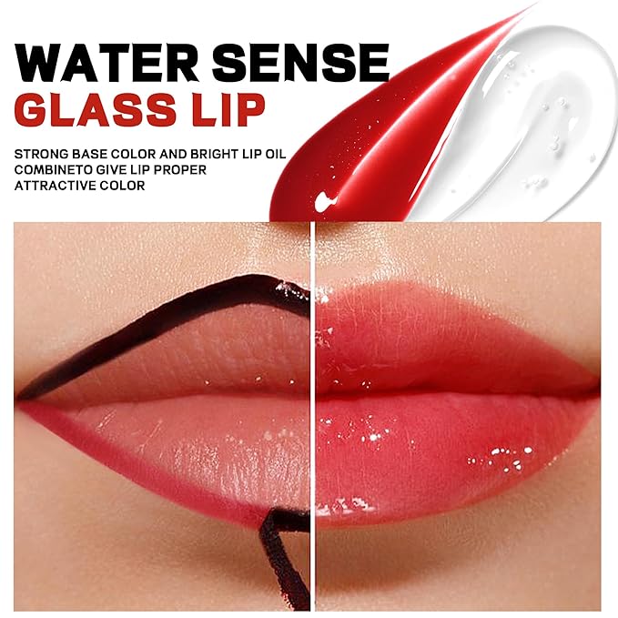 Liquid Lipstick with Clear Lip oil, Dual-Ended Peel-Off Lip Gloss, Long-Lasting Water-proof Lip Gloss (Maroon)